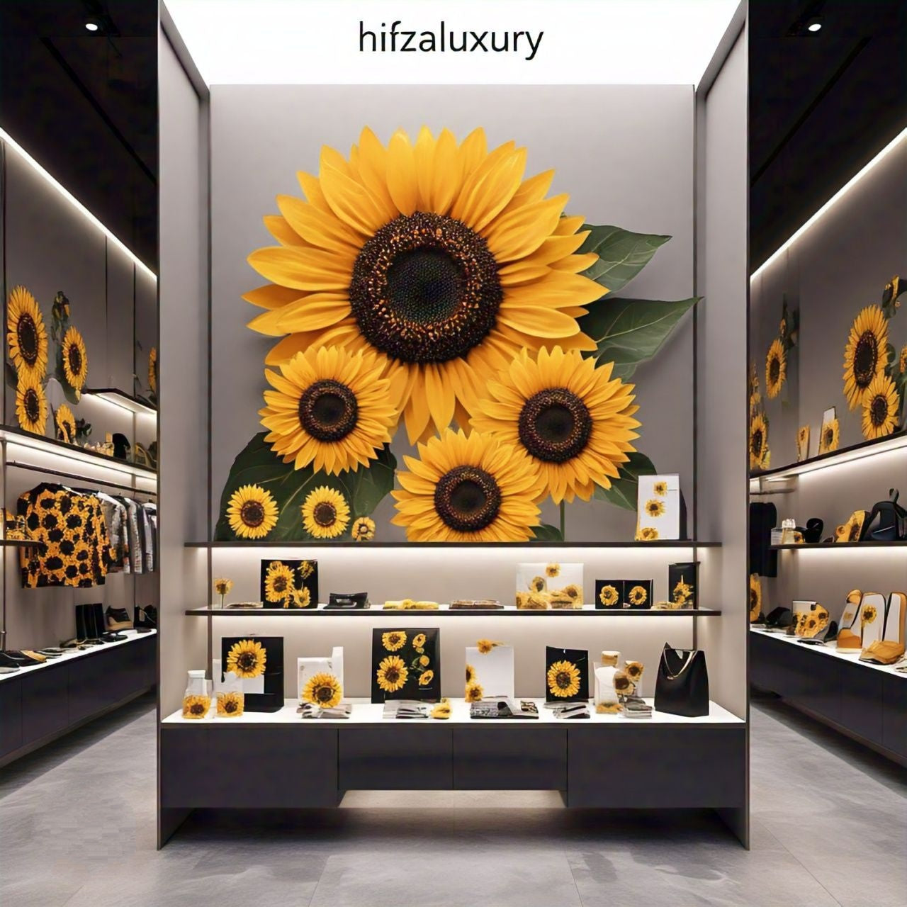 sunflower design pattern on amazing fashion produckts for men,women and kids for sale at online store hifzaluxury