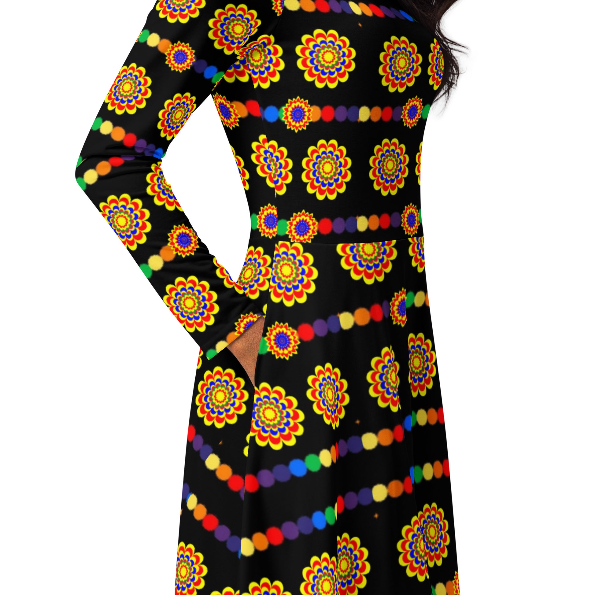 nevy pattern midi dress