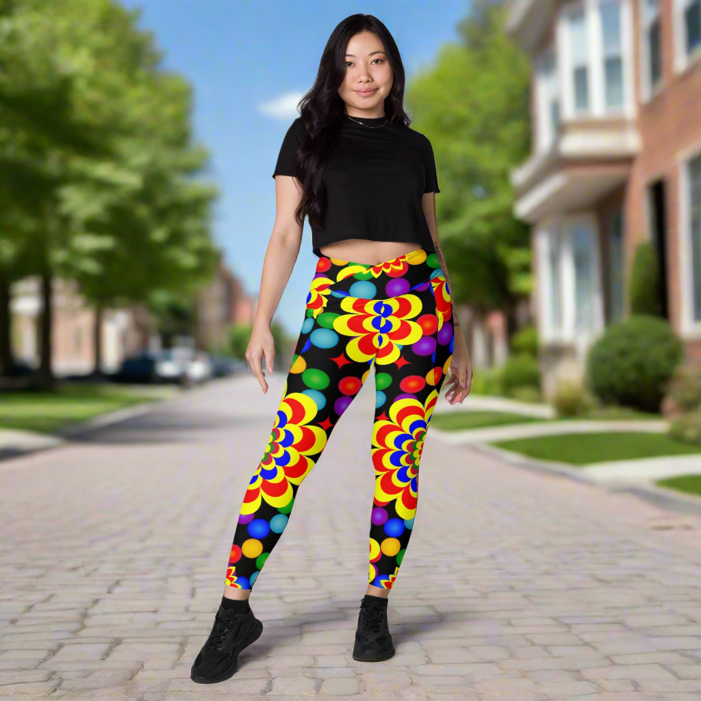 crossover leggings with pockets frunt  side