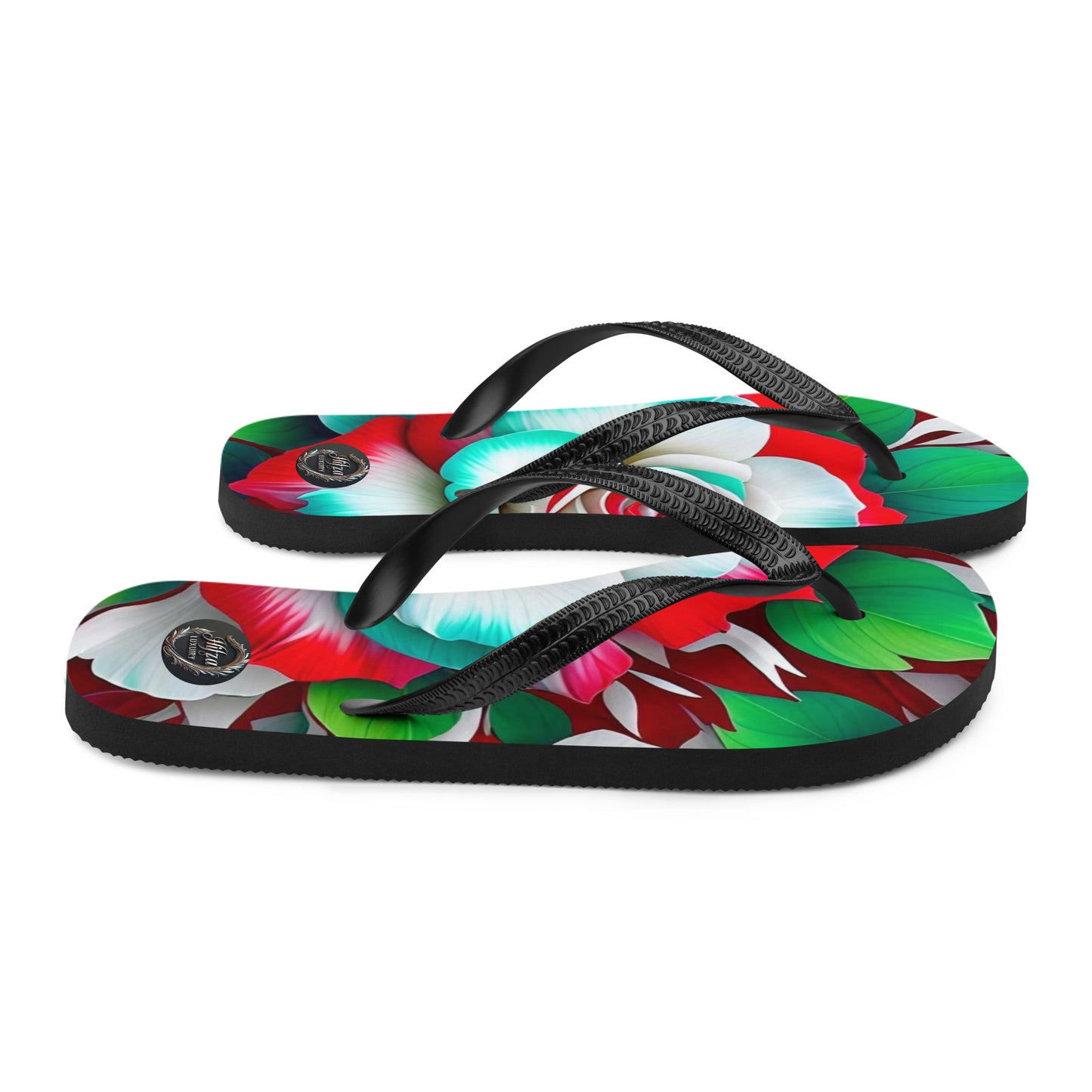 pink floral prit flip flop