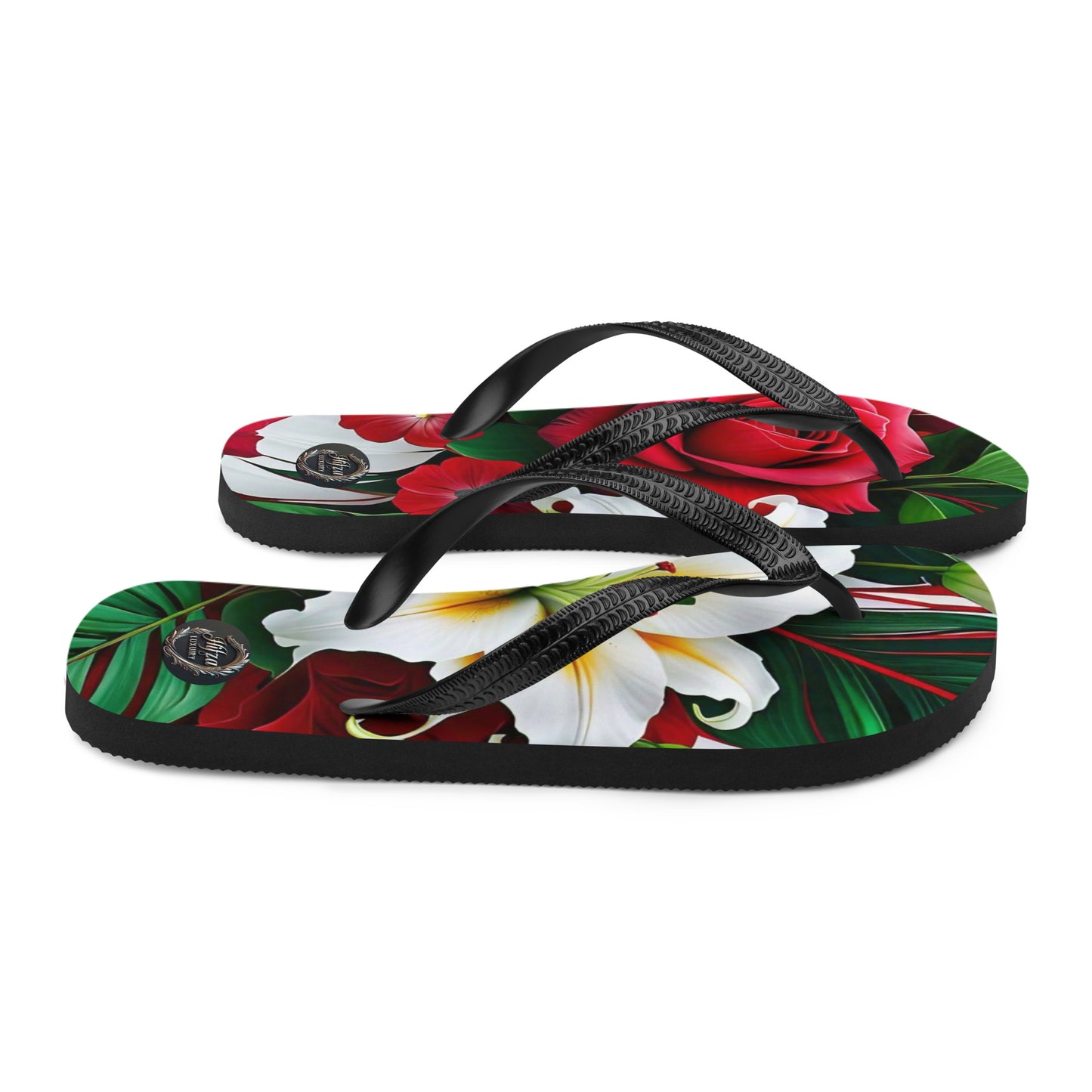 women's flip-flops white print